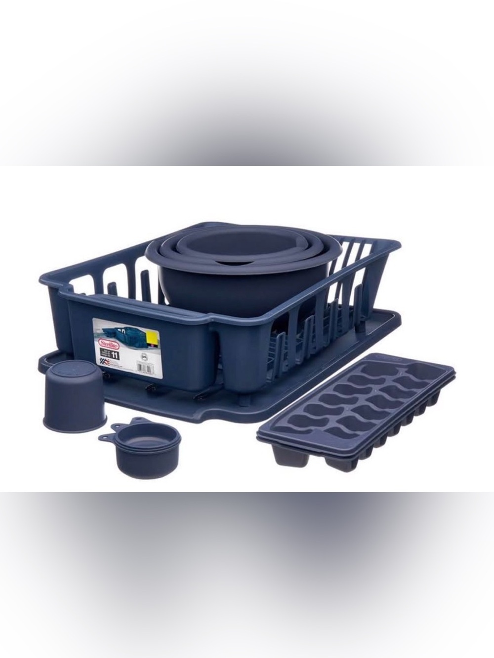 Sterilite 11-piece Navy Dish Drainer Set NEW